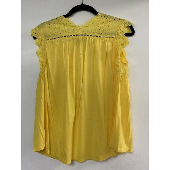 3/$15 SALE - Cupio Women's Yellow Eyelet Detail Tunic Top Blous - Picture 4 of 5